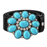Rhinestone Woman's Fashion Blue White Flower Belt Buckle Buckles