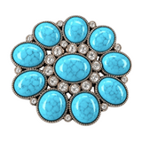 Rhinestone Woman's Fashion Blue White Flower Belt Buckle Buckles
