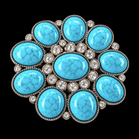 Hebillas de cinturón con flores blancas y azules a la moda para mujer con diamantes de imitación