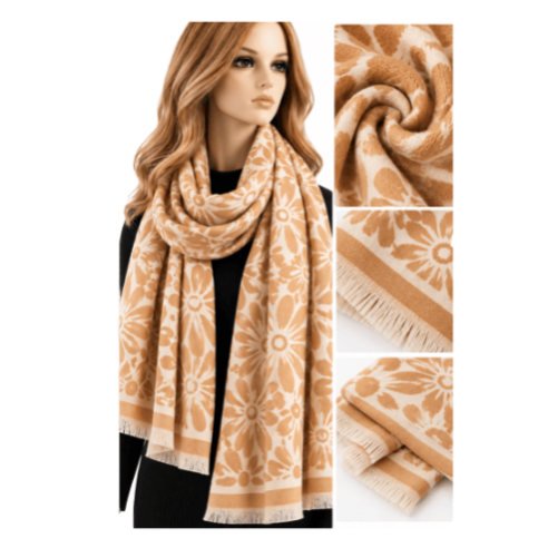 Ladies Double Sided Floral Pattern Scarf Evening Shawl Warm Winter Scarves