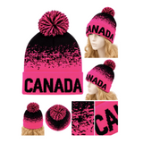 Canadá Rosa Neón Gorro Gorro De Punto Liso Gorro De Esquí Puño Invierno Sólido Cálido Hombres Mujeres
