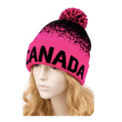 Canadá Rosa Neón Gorro Gorro De Punto Liso Gorro De Esquí Puño Invierno Sólido Cálido Hombres Mujeres