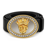 Skull Head Bones Rhinestones King Skulls Head Gold Belt Buckle