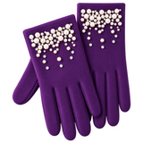 Guantes de invierno para mujer con pantalla táctil, calentadores de manos a la moda, diseño de flores en 3D detallado