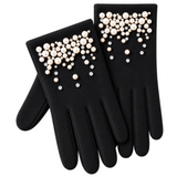 Guantes de invierno para mujer con pantalla táctil, calentadores de manos a la moda, diseño de flores en 3D detallado