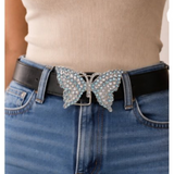 Belt Buckle Rhinestone Butterfly Flying Monarch Butterflies