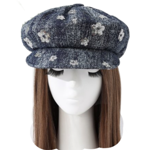Women's Denim Newsboy Cap Visor Cabbie Retro Beret Summer Fashion Hat