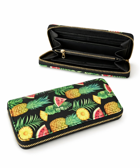 Premium Pineapples Fruit Colorful Zip Around Cartera de mano para mujer