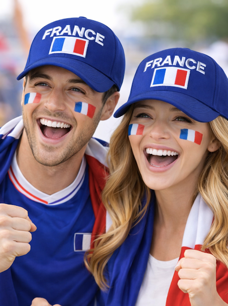 France Flag Unisex Cap Blue Embroidered Baseball Hat for Soccer Fans