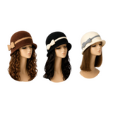 Women's 1920s Winter 100% Wool Cap Beret Beanie Cloche Church Hat