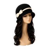 Women's 1920s Winter 100% Wool Cap Beret Beanie Cloche Church Hat