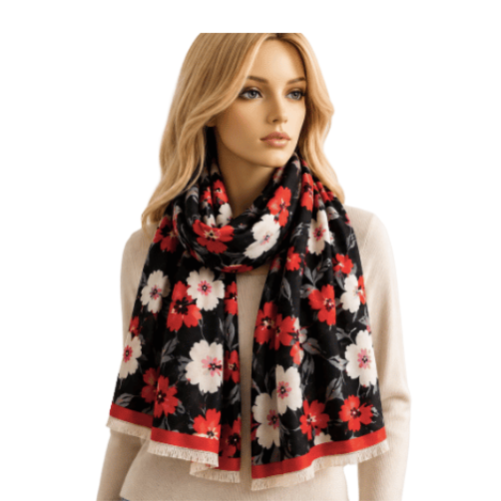 Ladies Quality Double Sided Floral Pattern Scarf Evening Shawl Scarves