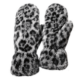 Women Soft Plush Warm Animal Print  Winter Fluffy  Warm Fashion Mittens Faux Fur