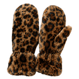 Women Soft Plush Warm Animal Print  Winter Fluffy  Warm Fashion Mittens Faux Fur
