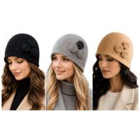 Women's Vintage Gatsby Style Wool Bucket Cloche Beanies Beret Winter Fashion Hat
