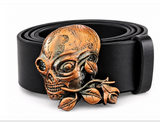 Skull Bones Evil Skeleton Flower Rose Belt Buckle Buckles