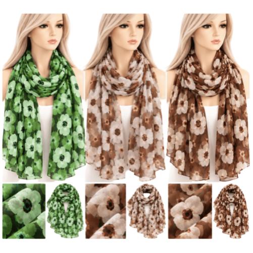Ladies Top Quality Double Sided Floral Pattern Scarf Evening Shawl Warm Scarves
