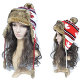 Aviator Hats Ear Flaps Faux Fur Hat Winter Ski Fashion Canadian Flag Toque - Cool Belt Buckles Shop - Buckles.Biz