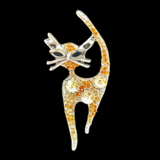 Orange Tabby Rhinestone Cat Kitty Fashion Brooch Pin