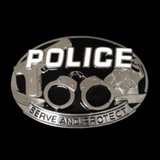 Police Serve And Protect Handcuff Badge Pistol Gun Belt Buckle