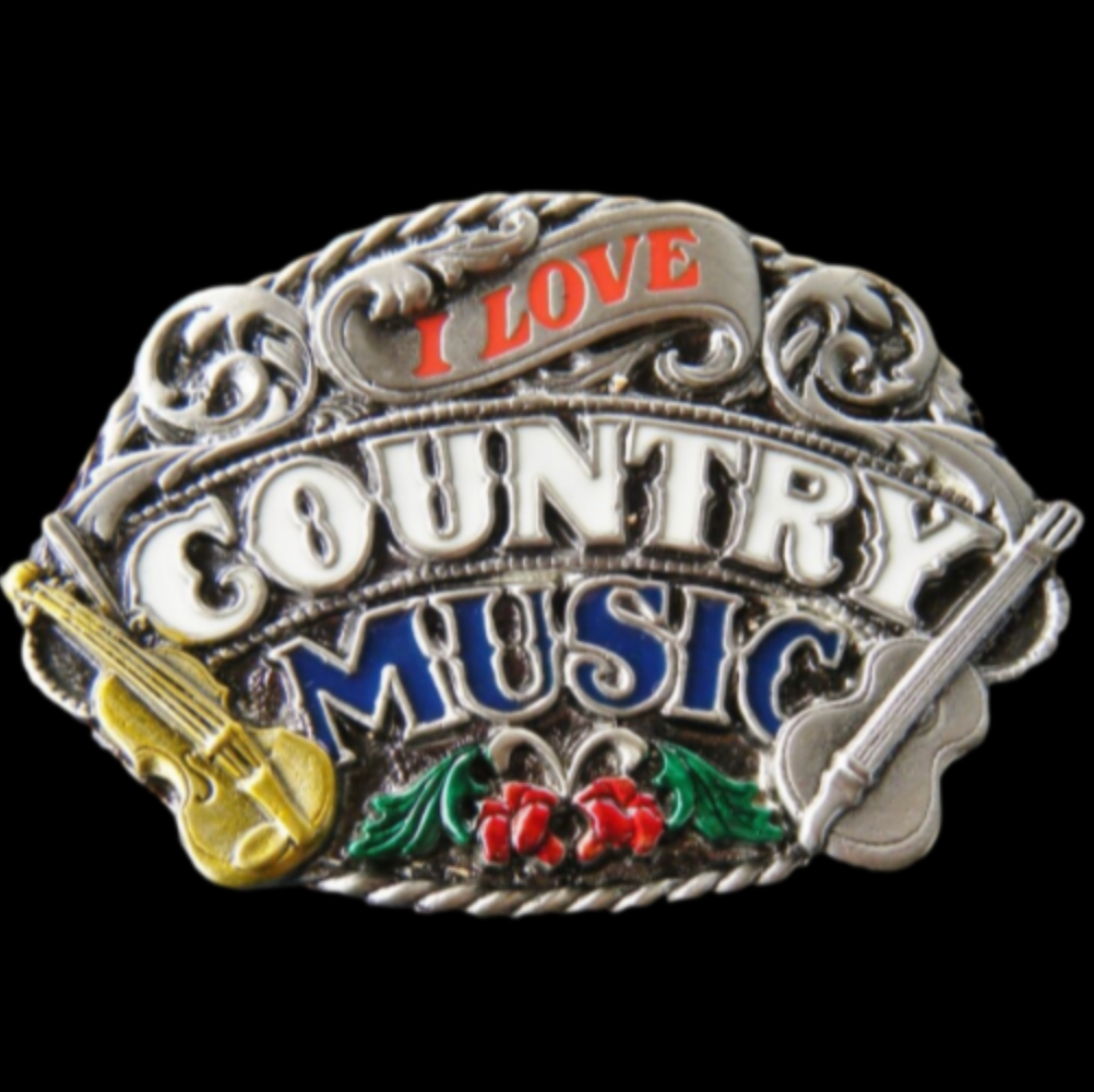 New I love Country music fiddle and mandolin western belt buckle Choose 1 Amazon.com: I Love Country Music Belt Buckle : Clothing  main image 4