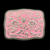 Vintage Sexy Pink Cowgirl Floral Western Girl Big Belt Buckles