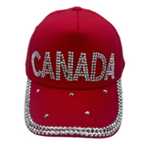 Red Canada Bling Rhinestone Women's Baseball Cap Outdoor Sun Hat