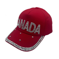 Red Canada Bling Rhinestone Women's Baseball Cap Outdoor Sun Hat