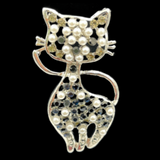 Rhinestones Cat Kitty Women's Fashion Brooch Pin