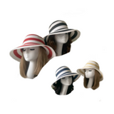 Women Fashion Wide Large Brim Hat Striped Hat Foldable Sun Bucket Cap