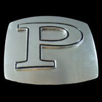Initial P Letter Name Tag Monogram Chrome Belt Buckle Buckles