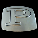 Initial P Letter Name Tag Monogram Chrome Belt Buckle Buckles