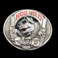 Hog Wild Pig Motorcycle Biker Bike Belt Buckle