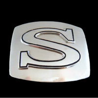 Initial S Letter Name Tag Monogram Chrome Belt Buckle Buckles