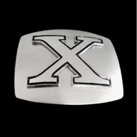 Initial X Letter Name Tag Monogram Chrome Belt Buckle Buckles