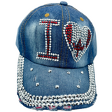 Hat Cap I love Canada Bling Denim Women's Summer Hats