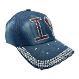 Hat Cap I love Canada Bling Denim Women's Summer Hats