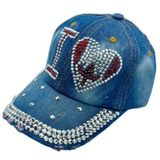 Hat Cap I love Canada Bling Denim Women's Summer Hats