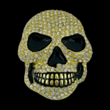 Skull Belt Buckle Gold Metal Bling Rhinestones Halloween Party Cosplay Costume