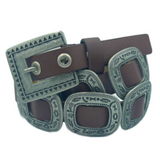 Brown Leather Concho Belt With Conchos Buckles