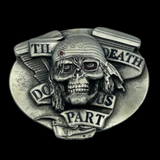 Belt Buckle Till Death Do Us Part Saying Skull Head Halloween Buckles