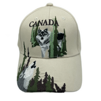 Canada Howling Wolf Embroidered Baseball Ball Cap Hat