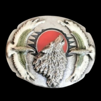 HOWLING WOLD FLYING EAGLES RED MOON BELT BUCKLE