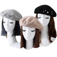 Women Winter Warm Beret Hat Vintage French Style Soft Wool Cap Beanie Hat Autumn