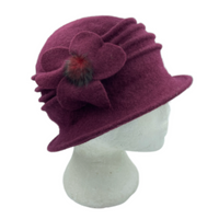 Women's Flower 1920s Winter 100% Wool Gatsby Beret Beanie Cloche Bucket