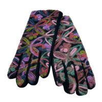 Women's Embroidered Winter Touch Screen Gloves Warm Fashion Hand Warmer