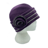 Women's Flower 1920s Winter 100% Wool Gatsby Beret Beanie Cloche