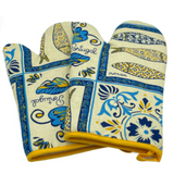 100% Cotton Traditional Portuguese Symbols Oven Kitchen Mitt Set of 2