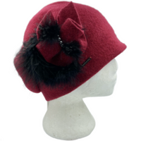 Women's GATSBY 20s Winter Wool Cap Beanie Cloche Bucket Floral Hat