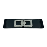 Women's Fashion Belt Black Elastic Band Bling Buckle